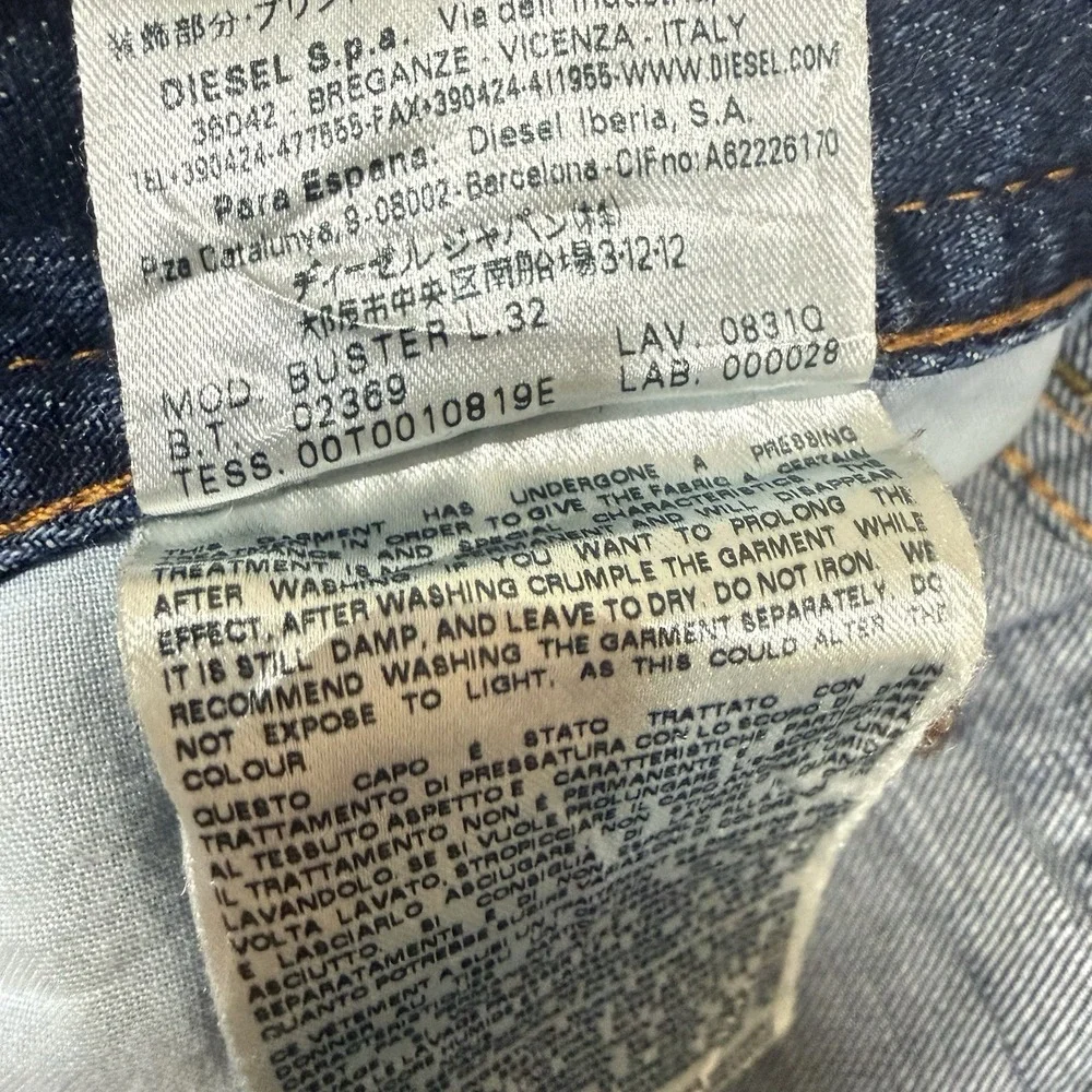 Diesel BUSTER Regular Slim Tapered Jeans Mens 34x32 Blue Medium Wash Denim 0831Q